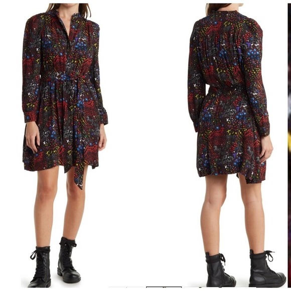 Zadig & Voltaire NWT Retouch Glam Rock Mini Dress Black/Multi Color XS MSRP $498 - Picture 1 of 10